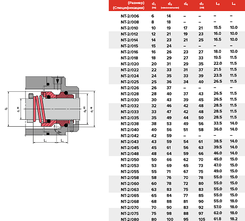 Торцевое уплотнение NT-2/080/QQVGG в Перми фото